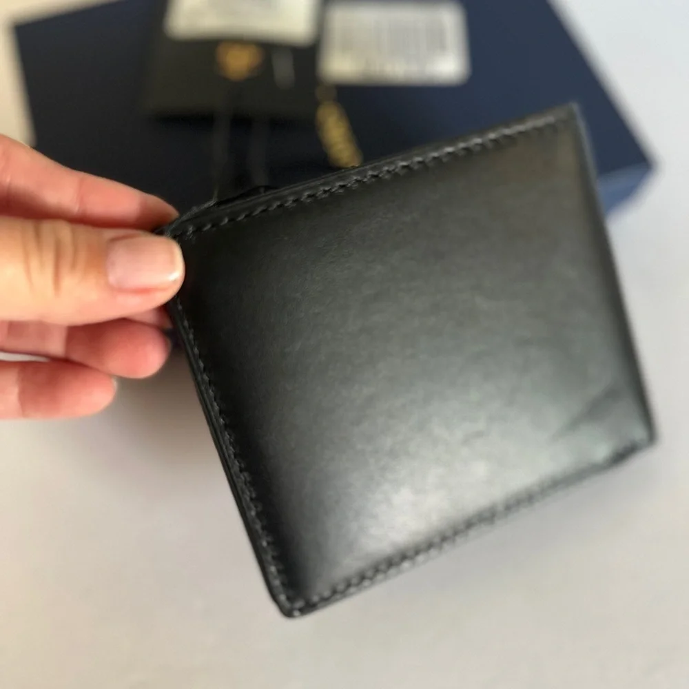 Brooks Brothers Classic Black Sheep Leather Wallet